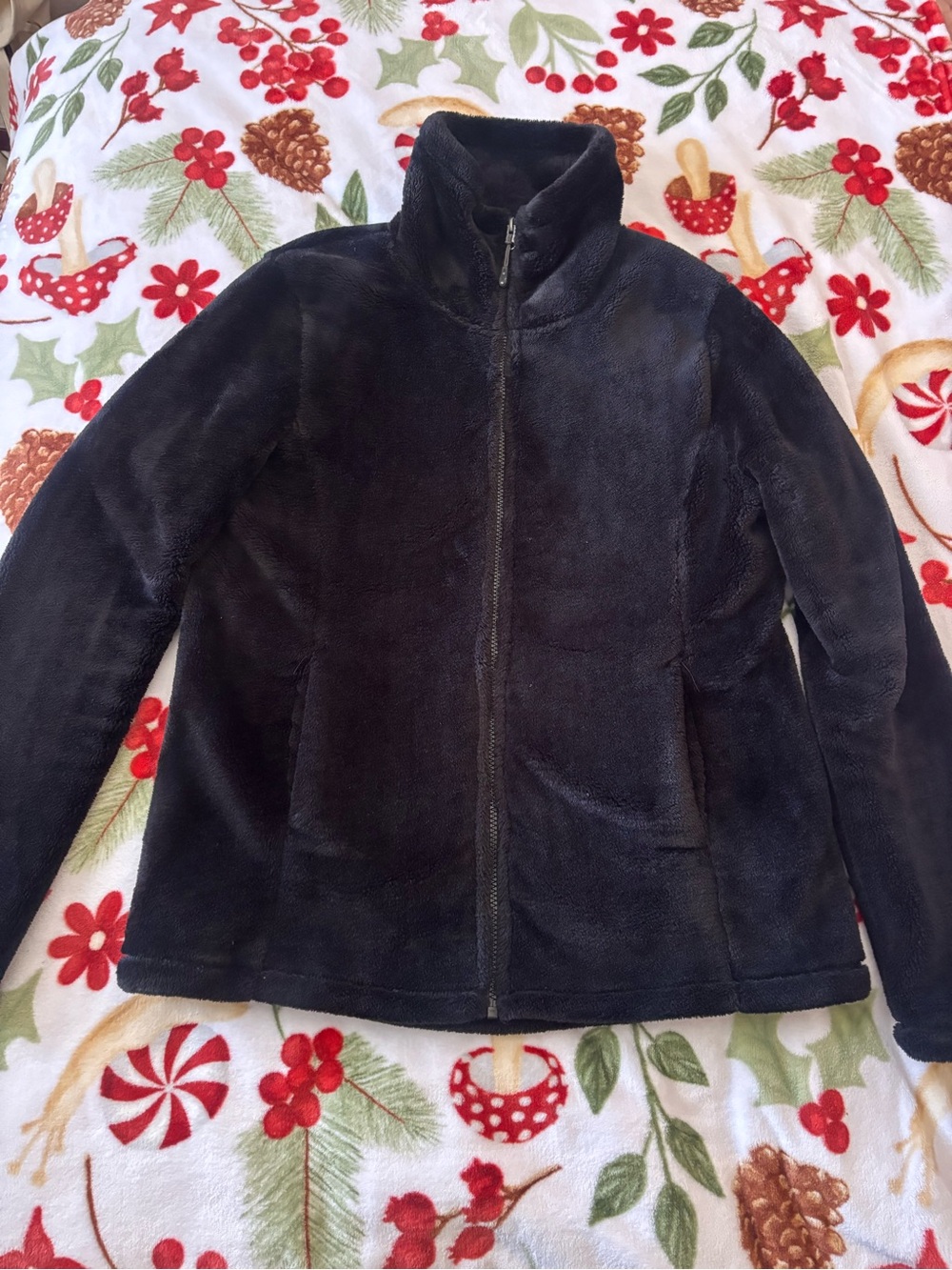 32 Degrees Black Plush Full-Zip Teddy Jacket
